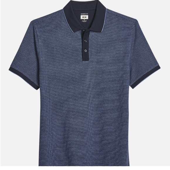 MEN'S EUC XXL JOSEPH ABBOUD POLO SHIRT, NAVY WITH CREAM Modern Fit - Picture 4 of 4